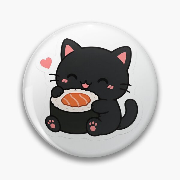 Item preview, Sushi Lover Cat | Cute Kawaii Black Cat Sticker designed and sold by Mohitt09.