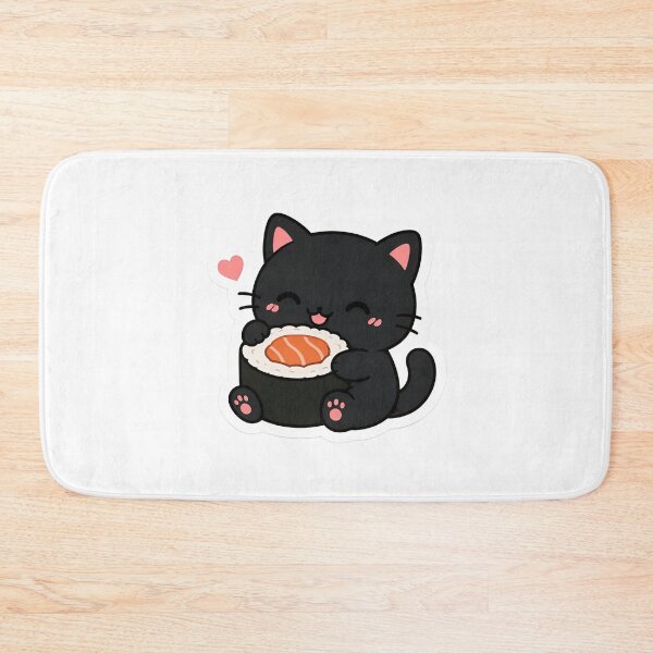 Item preview, Sushi Lover Cat | Cute Kawaii Black Cat Sticker designed and sold by Mohitt09.