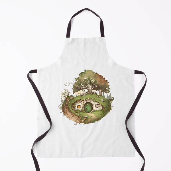 Aperçu de l'œuvre Maison de Halfling - Portes rondes - Noir - Aquarelle - T-shirt à manches courtes Fantasy créée et vendue par insmpinh.