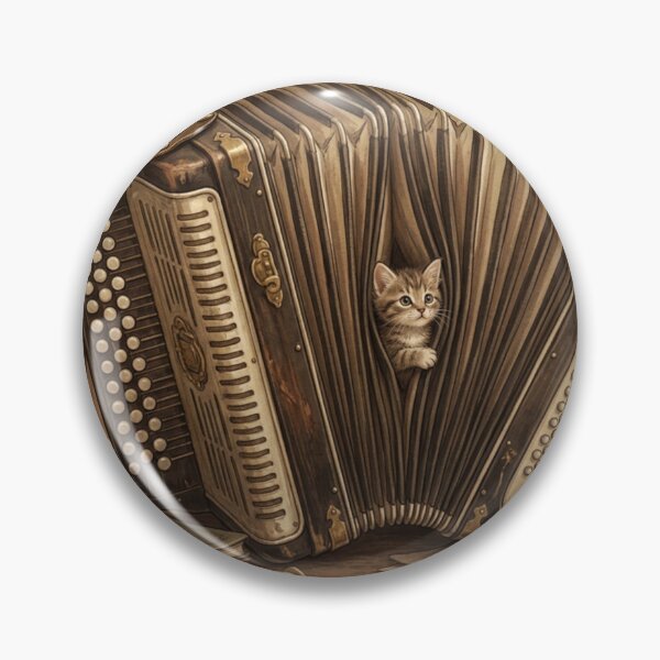 Item preview, Tiny Kitten Peeking from a Giant Vintage Accordion Miniature Illustration designed and sold by DuckOddity.
