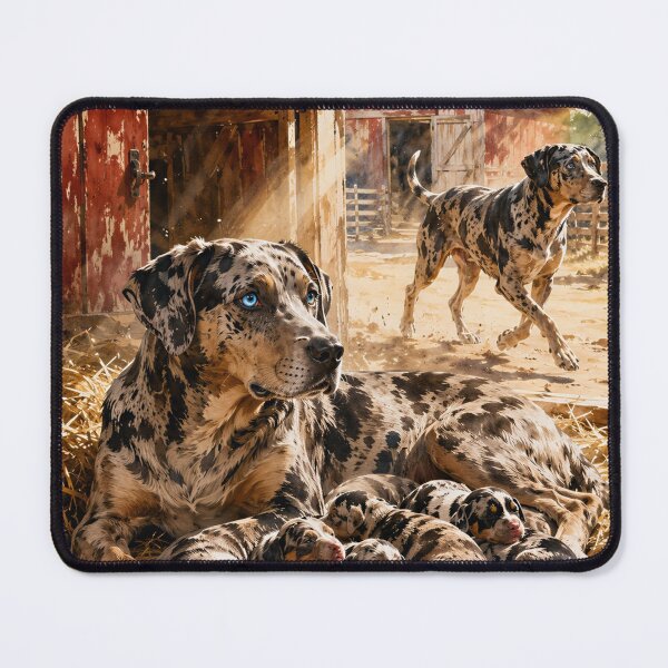Item preview, Louisiana Catahoula Leopard Dog Mother and Puppies Painting designed and sold by RebelPawz.