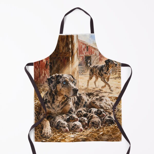 Item preview,  Louisiana Catahoula Leopard Dog Mother and Puppies Painting designed and sold by RebelPawz.