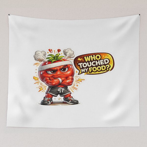 Item preview, Angry Red Apple Who Touched My Food Cartoon Sticker designed and sold by Bhinfy.