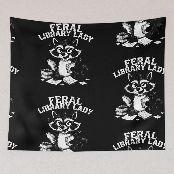 Item preview, Feral Library Lady Raccoon Art  designed and sold by HerMajesty1221.