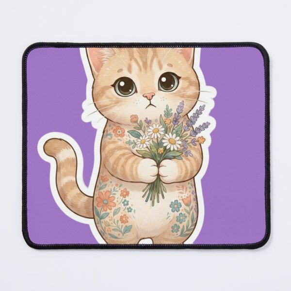 Item preview, Orange Tabby Cat with Wildflower Bouquet Sticker | Floral Cat Lover Gift designed and sold by Iampoji.
