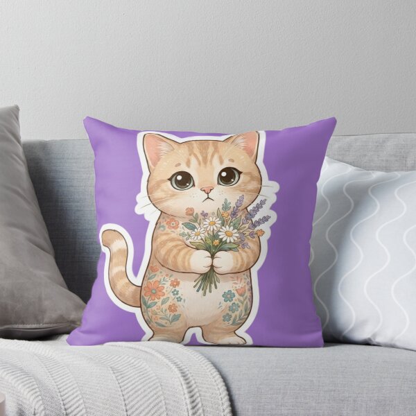 Item preview, Orange Tabby Cat with Wildflower Bouquet Sticker | Floral Cat Lover Gift designed and sold by Iampoji.