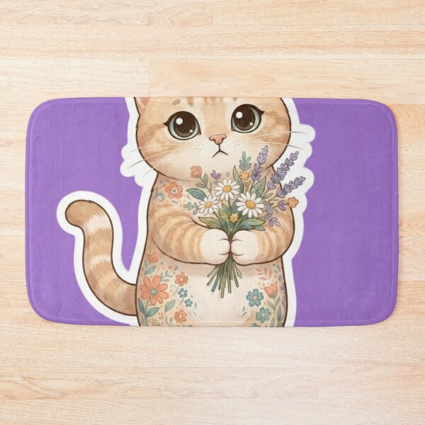 Item preview, Orange Tabby Cat with Wildflower Bouquet Sticker | Floral Cat Lover Gift designed and sold by Iampoji.
