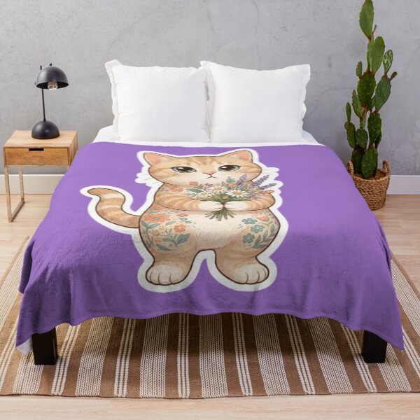 Item preview, Orange Tabby Cat with Wildflower Bouquet Sticker | Floral Cat Lover Gift designed and sold by Iampoji.