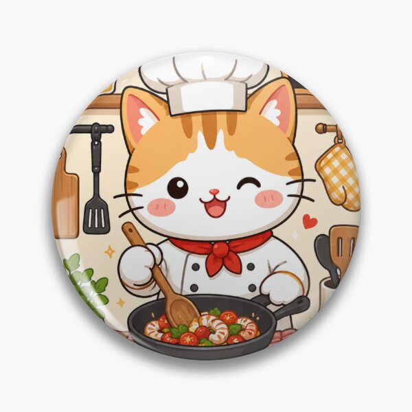 Item preview, Chef Cat Cooking Pasta Sticker | Cute Kitchen Cat Gift designed and sold by Iampoji.