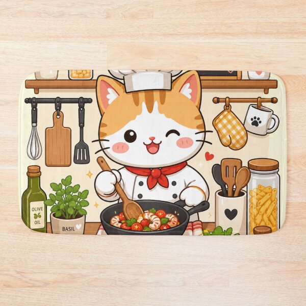 Item preview, Chef Cat Cooking Pasta Sticker | Cute Kitchen Cat Gift designed and sold by Iampoji.