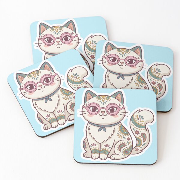 Item preview, Paisley Boho Cat Sticker | Folk Art Kitty Design designed and sold by Iampoji.