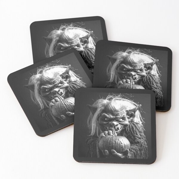 Item preview, Creepy Goblin Holding Pumpkin – Gothic Halloween Horror Art designed and sold by inkoutninja.