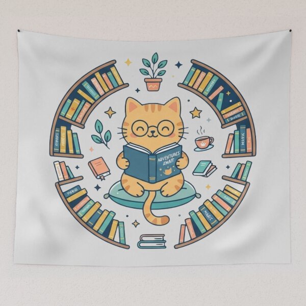 Item preview, Book Lover Cat Sticker | Reading Cat for Bookworms designed and sold by Iampoji.
