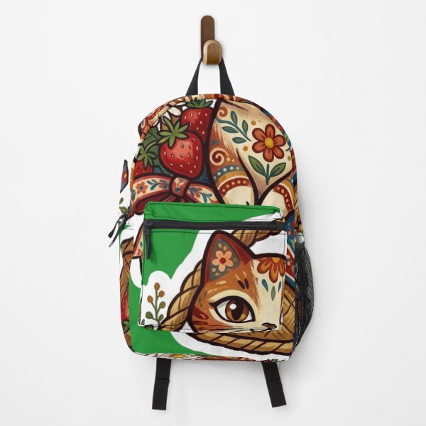 Item preview, Strawberry Basket Cat Sticker | Cottagecore Folk Art Kitty designed and sold by Iampoji.