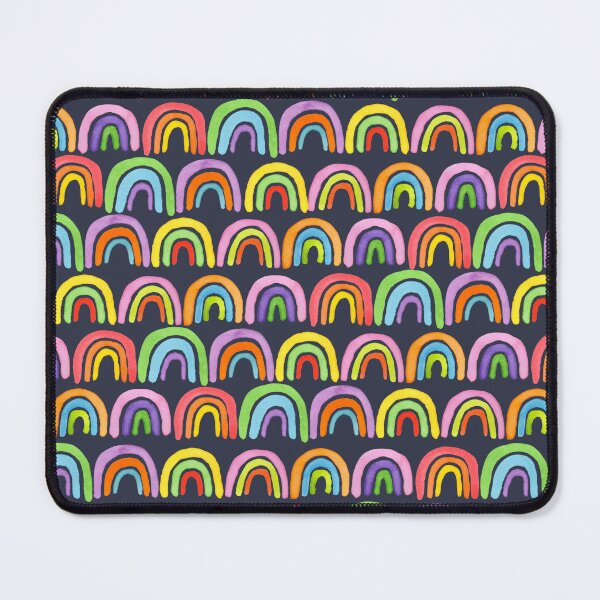 Item preview, Rainbow Arch Stripe Rows - Colorful pattern on navy designed and sold by Moritza Jarman Design.