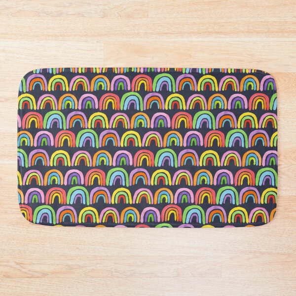 Item preview, Rainbow Arch Stripe Rows - Colorful pattern on navy designed and sold by Moritza Jarman Design.