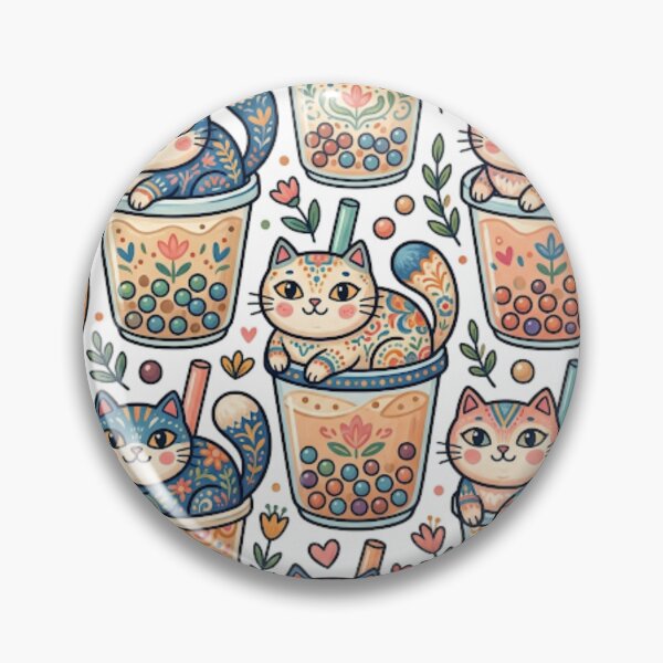Item preview, Bubble Tea Cat Pattern | Cute Boba Kitty Design designed and sold by Iampoji.