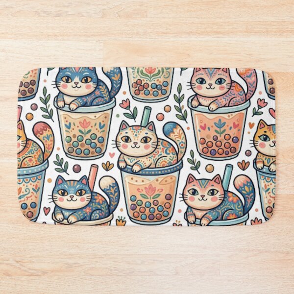 Item preview, Bubble Tea Cat Pattern | Cute Boba Kitty Design designed and sold by Iampoji.