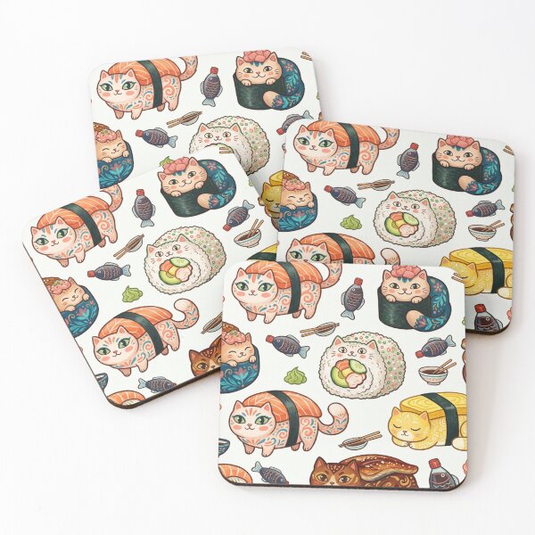 Item preview, Sushi Cat Pattern | Kawaii Japanese Food Cats designed and sold by Iampoji.