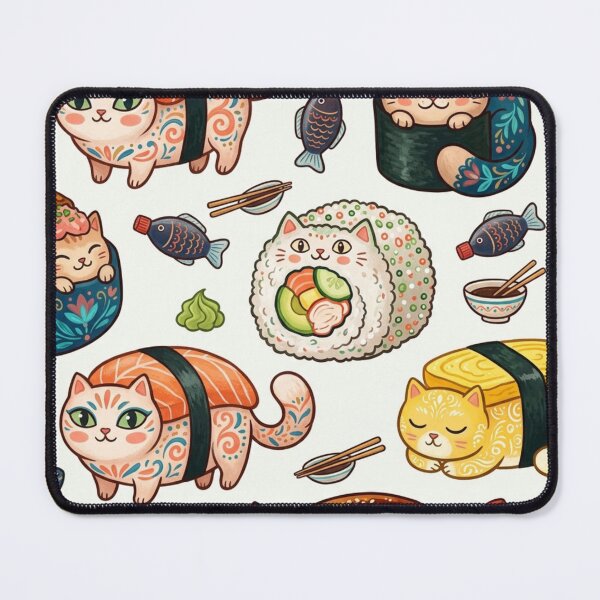 Item preview, Sushi Cat Pattern | Kawaii Japanese Food Cats designed and sold by Iampoji.