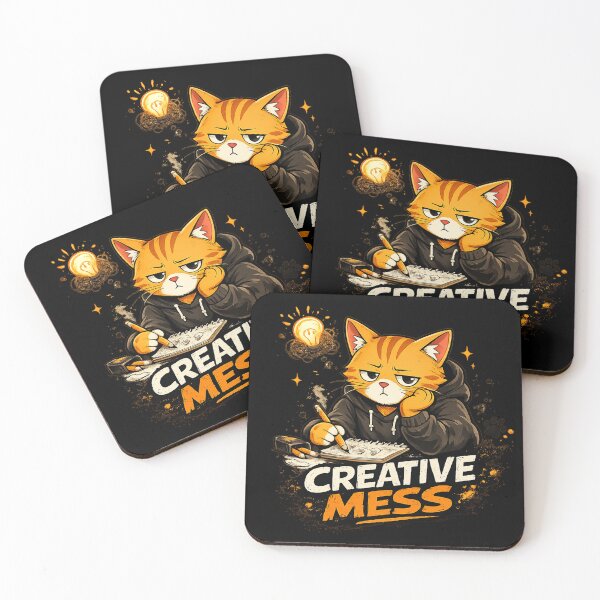 Item preview, MISO | Creative Mess Funny Artist Cat T-Shirt & Sticker Design designed and sold by Meow-Attitude.