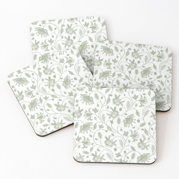 Item preview, Chinoiserie Floral - hand painted - sage green & white designed and sold by Moritza Jarman Design.