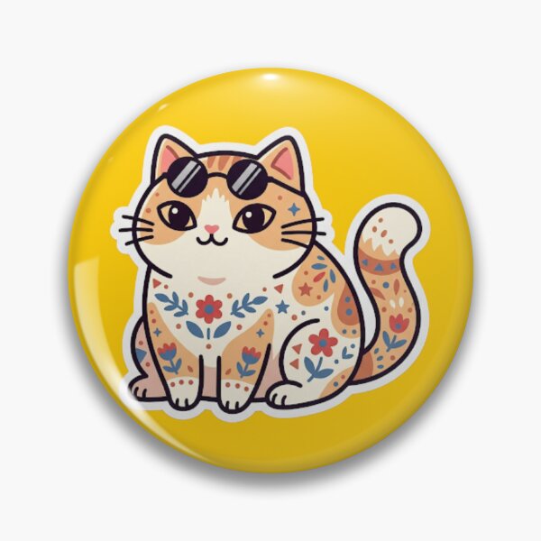 Item preview, Cool Cat with Sunglasses Sticker | Boho Floral Kitty Gift designed and sold by Iampoji.