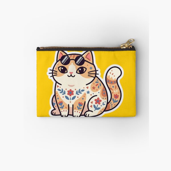 Item preview, Cool Cat with Sunglasses Sticker | Boho Floral Kitty Gift designed and sold by Iampoji.