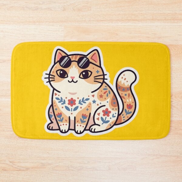 Item preview, Cool Cat with Sunglasses Sticker | Boho Floral Kitty Gift designed and sold by Iampoji.