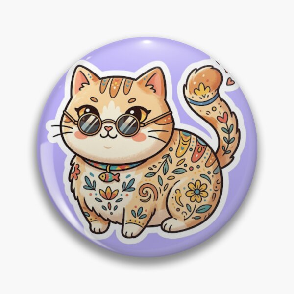 Item preview, Boho Cat Sunglasses Sticker | Retro Cool Kitty Design designed and sold by Iampoji.