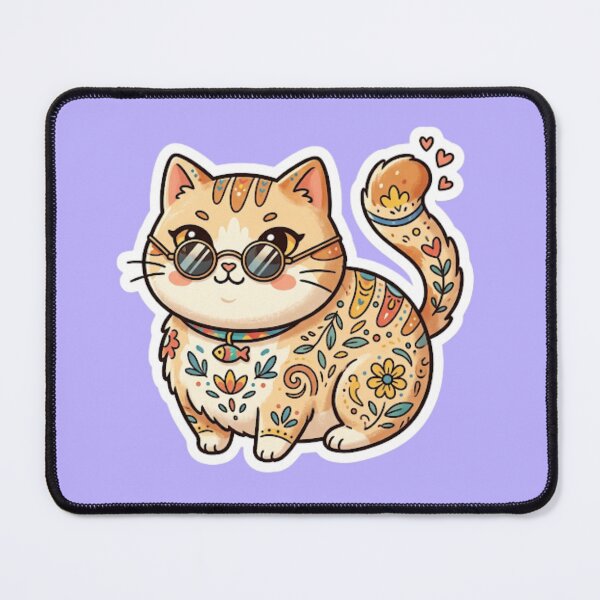 Item preview, Boho Cat Sunglasses Sticker | Retro Cool Kitty Design designed and sold by Iampoji.