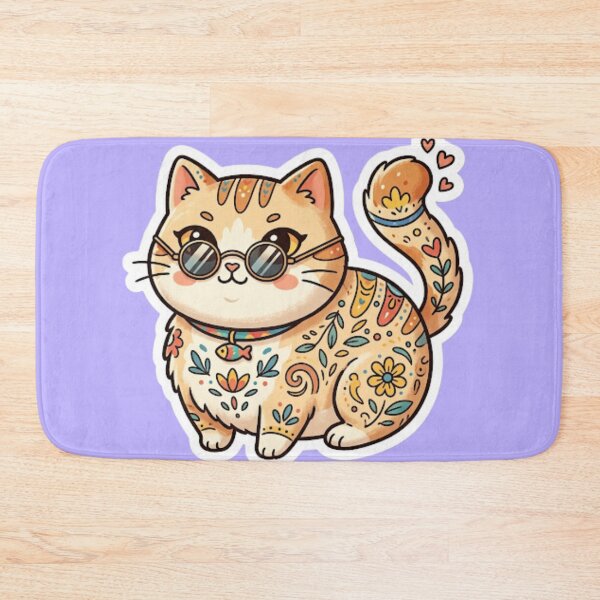 Item preview, Boho Cat Sunglasses Sticker | Retro Cool Kitty Design designed and sold by Iampoji.