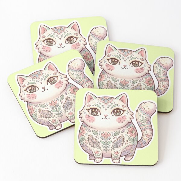 Item preview, Pastel Floral Mandala Cat Sticker | Boho Kitty Gift designed and sold by Iampoji.
