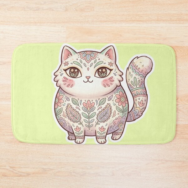 Item preview, Pastel Floral Mandala Cat Sticker | Boho Kitty Gift designed and sold by Iampoji.