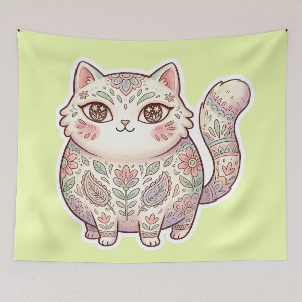 Item preview, Pastel Floral Mandala Cat Sticker | Boho Kitty Gift designed and sold by Iampoji.