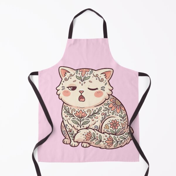 Item preview, Yawning Floral Cat Sticker | Cute Sleepy Kitty Gift designed and sold by Iampoji.