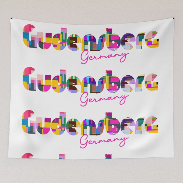 Item preview, Gudensberg, Germany, Vibrant Abstract City Typography Art designed and sold by Wanderful-roads.