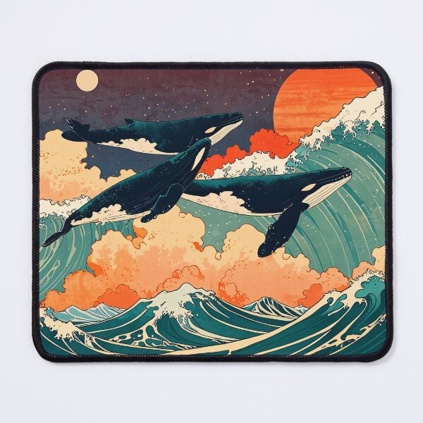 Item preview, Majestic Humpback Whales Above the Great Waves designed and sold by KiraChie.