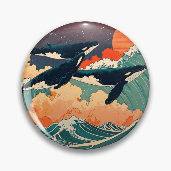 Item preview, Majestic Humpback Whales Above the Great Waves designed and sold by KiraChie.