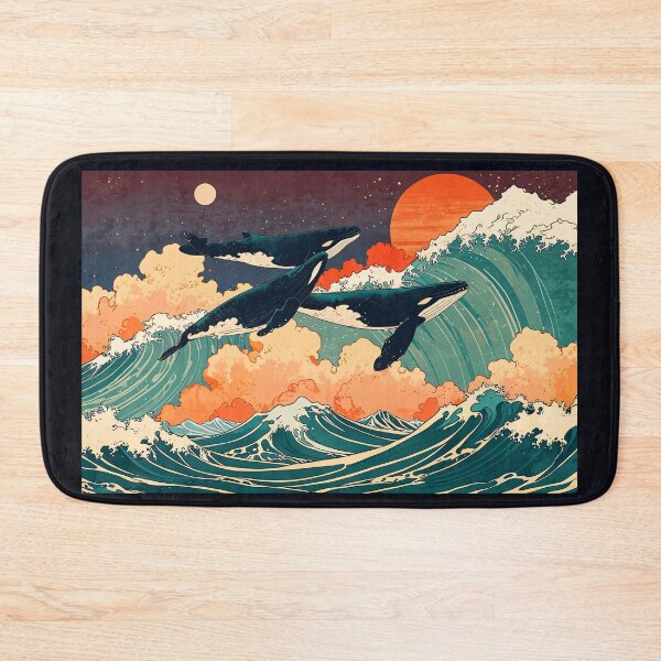 Item preview, Majestic Humpback Whales Above the Great Waves designed and sold by KiraChie.