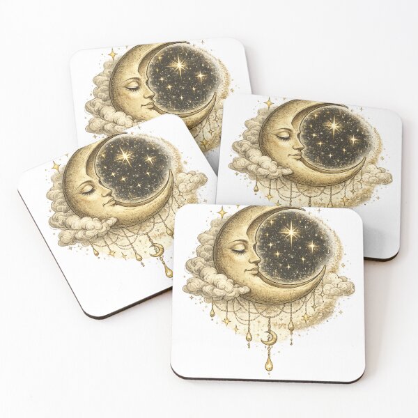 Item preview, Vintage Moon and Stars Celestial Illustration | Boho Crescent Moon Cosmic designed and sold by Saeed  Ahmad.
