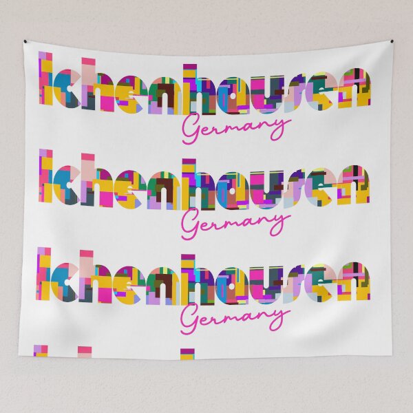 Item preview, Ichenhausen, Germany, Vibrant Abstract City Typography Art designed and sold by Wanderful-roads.