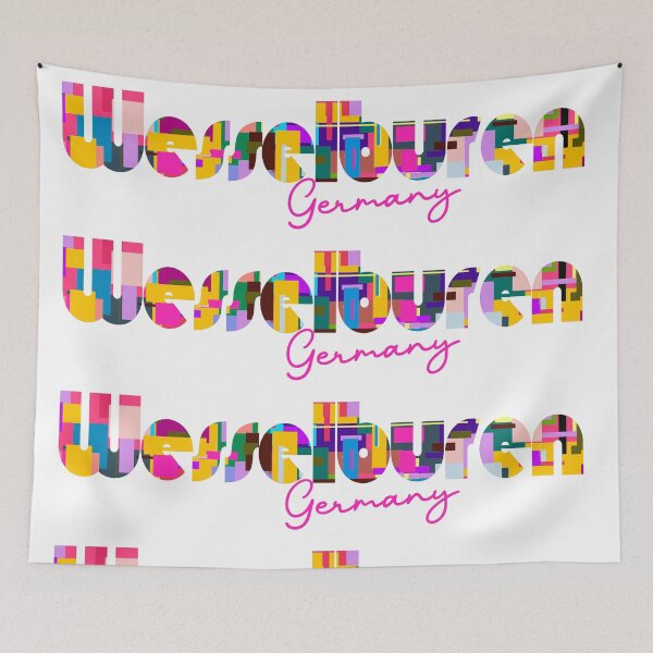 Item preview, Wesselburen, Germany, Vibrant Abstract City Typography Art designed and sold by Wanderful-roads.