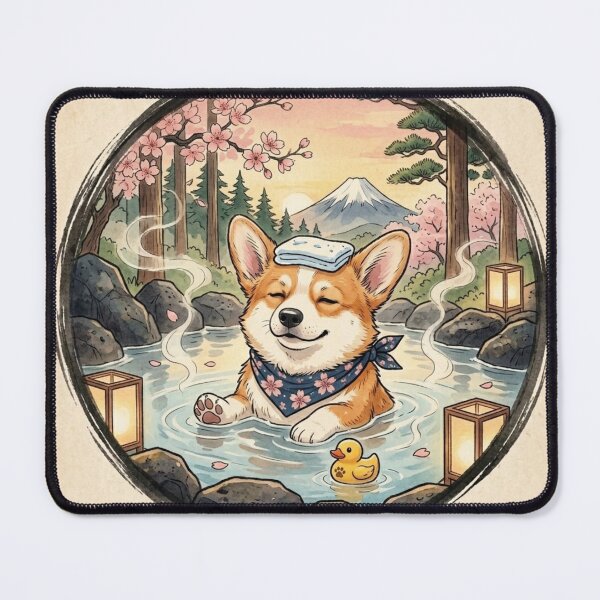 Item preview, Corgi in Onsen Hot Springs - Kawaii Japanese Relaxation designed and sold by TinyLegs.