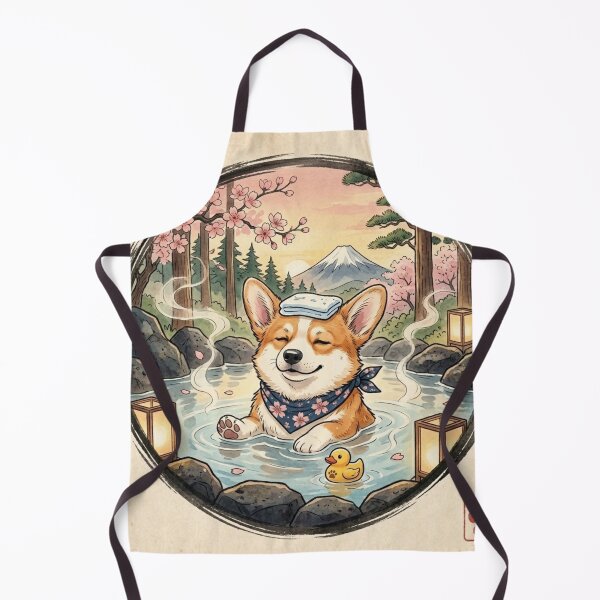 Item preview, Corgi in Onsen Hot Springs - Kawaii Japanese Relaxation designed and sold by TinyLegs.