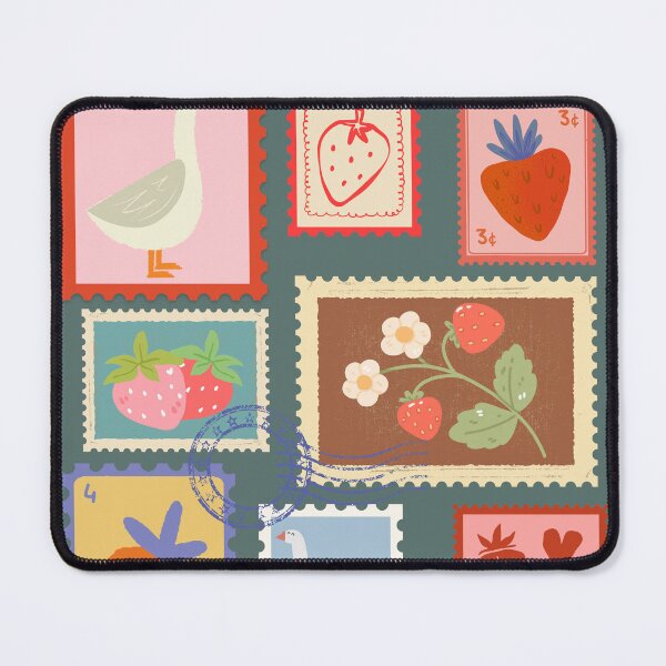 Item preview, Goose and strawberry stamps cottagecore  designed and sold by InkRiot Studios.