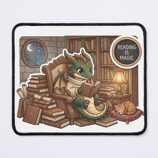 Item preview, Book Dragon | Cozy Chibi Reader  designed and sold by YumiStories Shop.