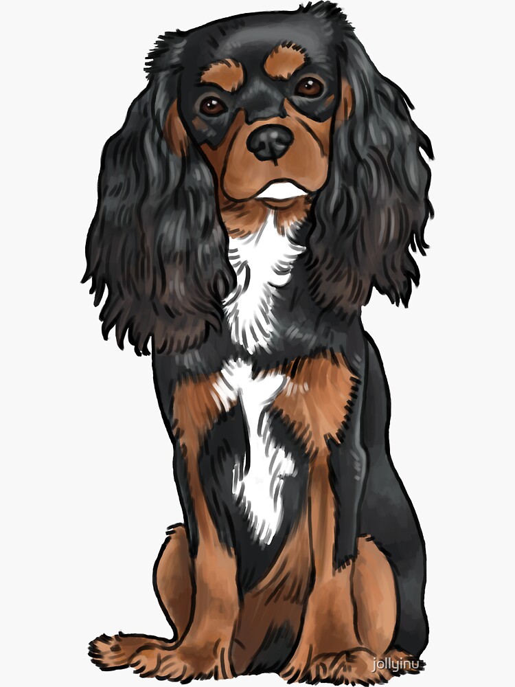 "Cavalier King Charles Spaniel - Black and Tan" Sticker by jollyinu