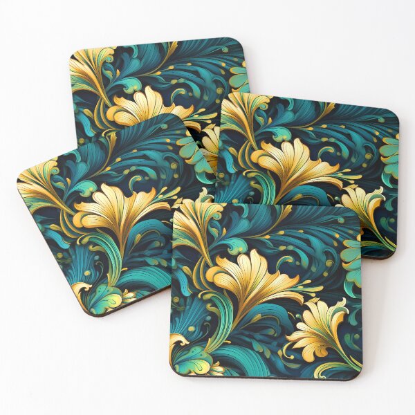 Item preview, Art Nouveau Blue, Green And Golden Decorative Floral  designed and sold by DEC02.