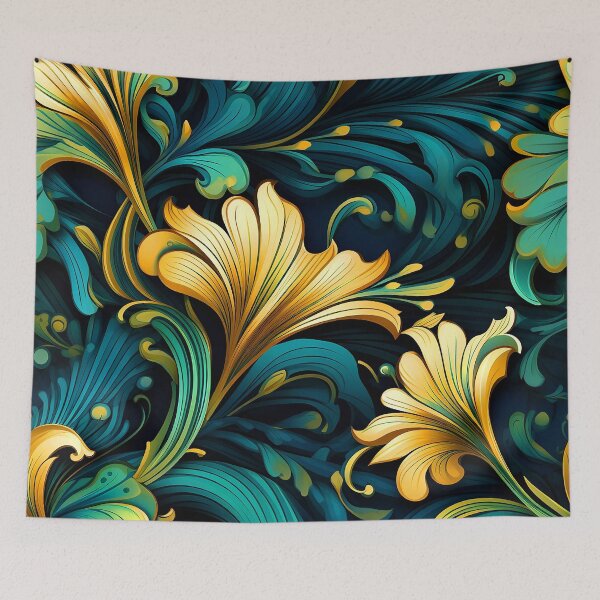 Item preview, Art Nouveau Blue, Green And Golden Decorative Floral  designed and sold by DEC02.